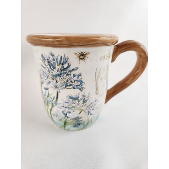Allium w/Bees Ceramic Coffee Tea Hot Chocolate Mug Botanical Flowers Garden Gift - Picture 2 of 11